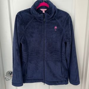 Lilly Pulitzer navy blue plush zip up fleece, size M